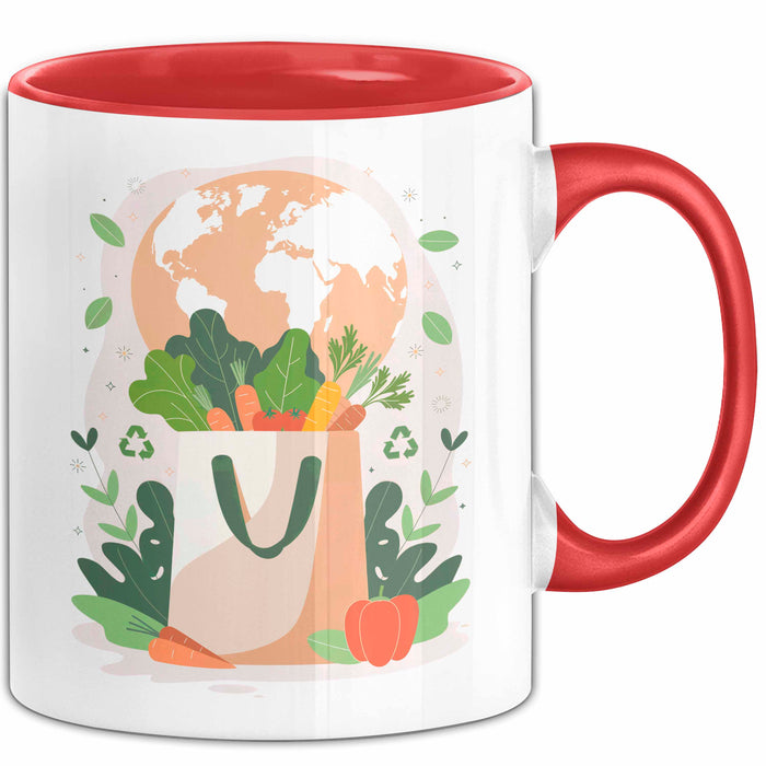 Nachhaltiges Leben Tasse Geschenk Lustige Geschenkidee Spruch Für Umwelt Unterstützer Rot Trendation