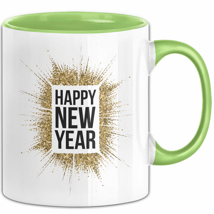 Neujahrsfeier Tasse Geschenk Lustige Geschenkidee Spruch Frohes Neues Jahr Grün Trendation