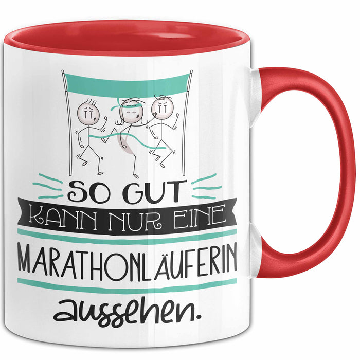 Marathonläuferin Geschenk Tasse So Gut Kann Nur Eine Marathonläuferin Aussehen Geschenkidee Geburtstag Weihnachten Lustig Rot Trendation