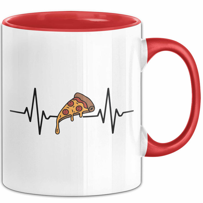 Pizzaesser Tasse Geschenk Pizza Herzschlag Essensliebhaber Rot Trendation