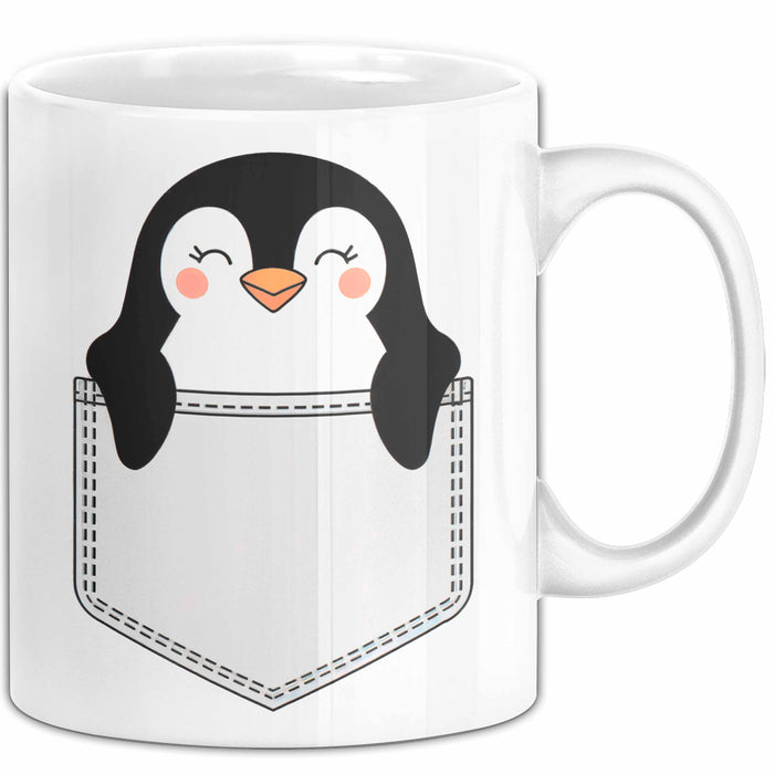 Pinguin In Der Tasche Tasse Geschenk Lustige Geschenkidee Spruch Weiß Trendation