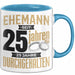 Ehemann Tasse Geschenk 25 Jahre Hochzeitstag Lustiger Spruch Silberhochzeit Blau Trendation