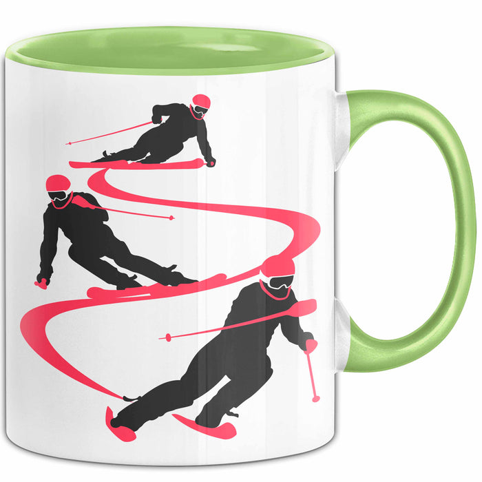 Ski Tasse Geschenk Grafik Skifahrer Becher Grün Trendation