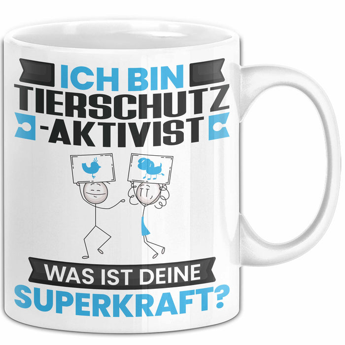 Tierschutzaktivist Tasse Geschenk für Tierschutzaktivist Geburtstag Lustiger Spruch Kaffee-Becher Was Ist Deine Superkraft Weiß Trendation