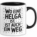Helga Tasse Geschenk Wo Eine Helga Ist Ist Auch Ein Weg Geschenkidee Becher mit Name Schwarz Trendation