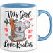 Koala Tierliebhaber Tasse Geschenk Lustige Geschenkidee Spruch Dieses Mädchen Liebt Koalas Blau Trendation