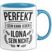 Ilona Tasse Geschenk Perfekt Sein Kann Jeder Geschenkidee Geburtstag Blau Trendation