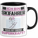 Skifahrer Tasse Geschenk für Skifahrer Geburtstag Lustiger Spruch Kaffee-Becher Was Ist Deine Superkraft Schwarz Trendation