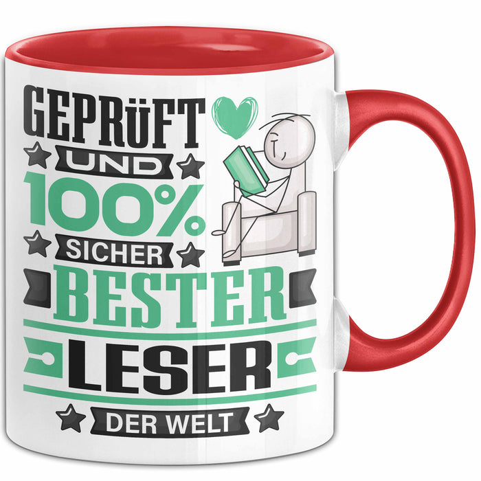 Leser Geschenk Lustiger Spruch für Leser Geschenkidee Bester Leser Der Welt Rot Trendation