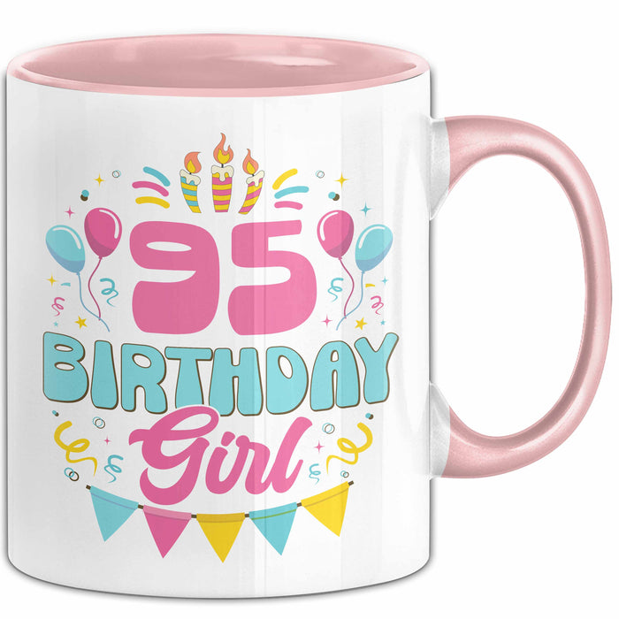 95. Geburtstag Tasse Frauen Mädchen Geschenkidee Lustig 95 Birthday Girl Lustiger Spruch Mutter Mama Oma Rosa Trendation