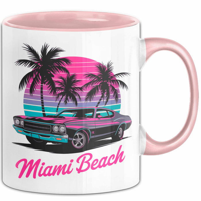 Miami Florida USA Tasse Geschenk Lustige Geschenkidee Spruch Strand Rosa Trendation