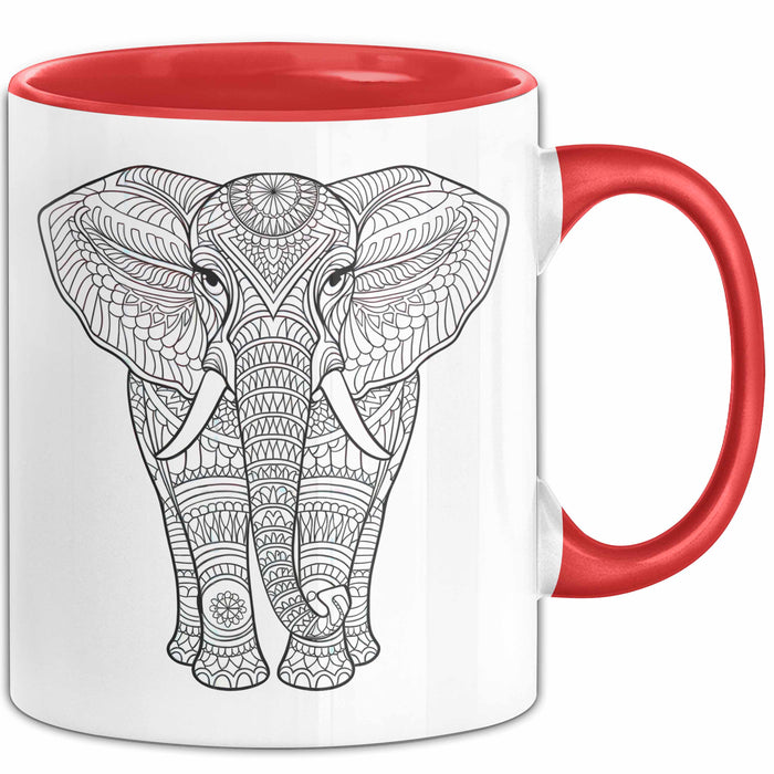 Elefant Mandala Tasse Geschenk Lustige Geschenkidee Spruch Rot Trendation