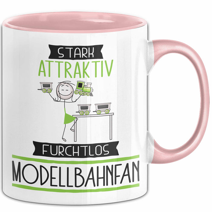 Modellbahnfan Tasse Geschenk Becher Stark Attraktiv Furchtlos Modellbahnfan Lustige Geschenkidee Rosa Trendation