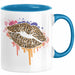 Leoparden Lippen Tasse Geschenk Cool Lips Kiss Leopardenmuster Kaffee-Tasse Geschenkidee Blau Trendation