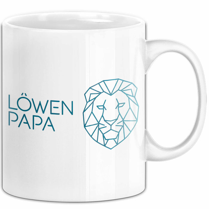 Löwenpapa Tasse Geschenk Lustige Geschenkidee Spruch Löwen Papa Weiß Trendation
