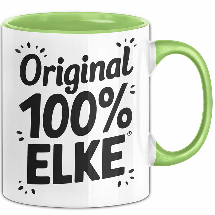 Elke Tasse Geschenk Original 100% Elke Geschenkidee Geburtstag Grün Trendation