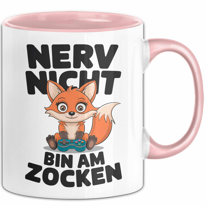 Fuchs Tierliebhaber Tasse Geschenk Lustige Geschenkidee Spruch Nerv Nicht Bin Am Zocken Rosa Trendation
