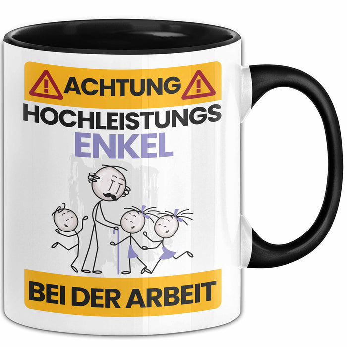 Enkel Tasse Geschenk Lustiger Spruch Geschenkidee für Enkel Achtung Hochleistungs Enkel Bei Der Arbeit Schwarz Trendation