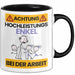 Enkel Tasse Geschenk Lustiger Spruch Geschenkidee für Enkel Achtung Hochleistungs Enkel Bei Der Arbeit Schwarz Trendation
