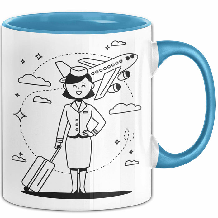 Flugbegleiter Tasse Geschenk Lustige Geschenkidee Spruch Für Reise Crew Blau Trendation
