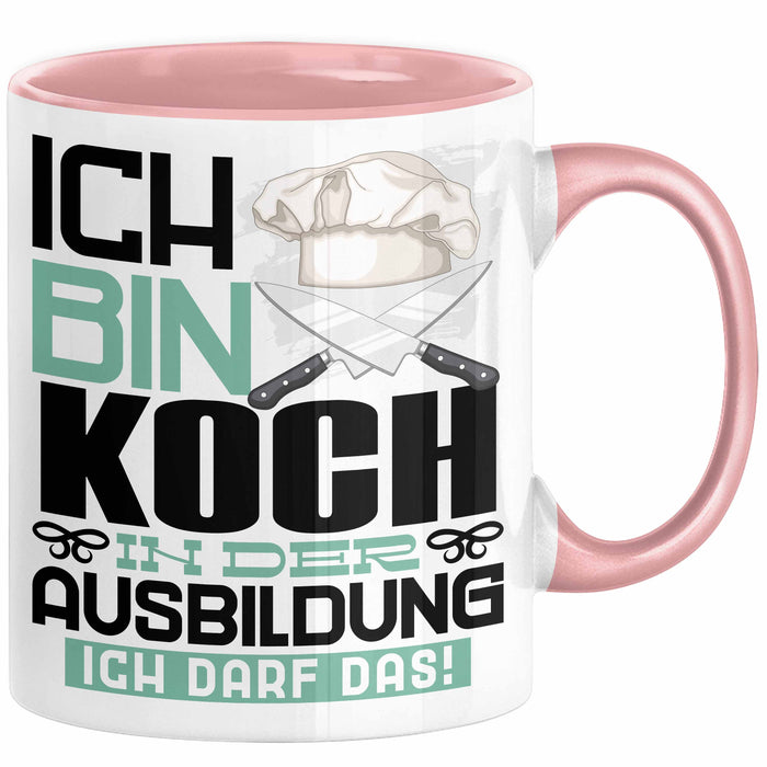 Koch Ausbildung Tasse Geschenk Ich Bin Koch In Der Ausbildung Ich Darf Das Geschenkidee Spruch Rosa Trendation
