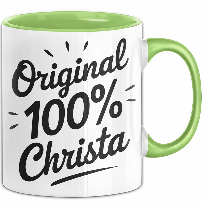 Christa Tasse Geschenk Original 100% Christa Geschenkidee Geburtstag Grün Trendation