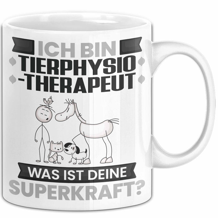 Tierphysiotherapeut Tasse Geschenk für Tierphysiotherapeut Geburtstag Lustiger Spruch Kaffee-Becher Was Ist Deine Superkraft Weiß Trendation