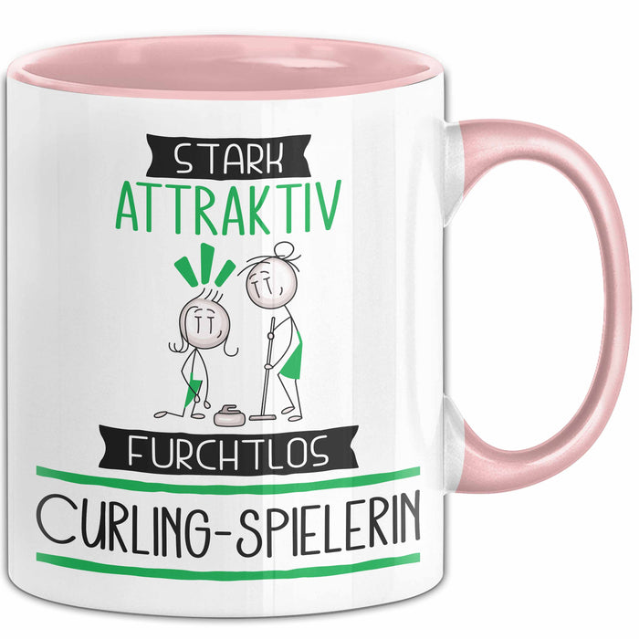 Curling-Spielerin Tasse Geschenk Becher Stark Attraktiv Furchtlos Curling-Spielerin Lustige Geschenkidee Rosa Trendation