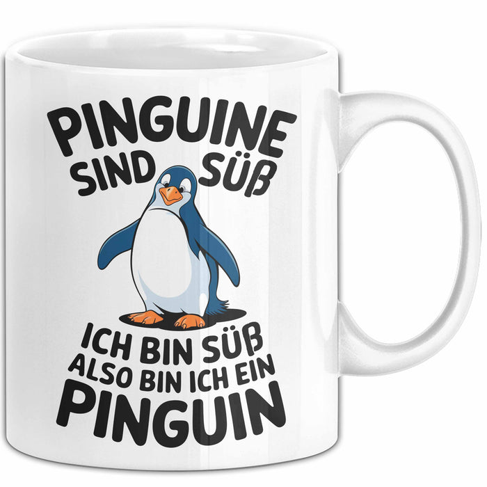 Sarkastischer Pinguin Tasse Geschenk Lustige Geschenkidee Spruch Pinguine Sind Süß Ich Bin Süß Also Bin Ich Ein Pinguin Weiß Trendation