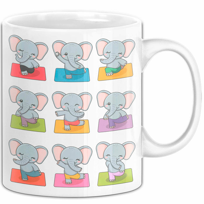 Elefant Tier Tasse Geschenk Lustige Geschenkidee Spruch Elefanten Yoga Weiß Trendation