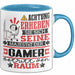 Gamer Geschenk Tasse Lustiger Spruch Erheben Sie Sich Der Gamer Betritt den Raum Blau Trendation