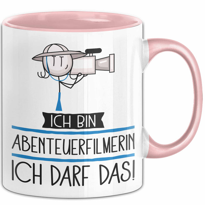 Geschenk für Abenteuerfilmerin Tasse Lustige Geschenkidee Geburtstag Ich Bin Abenteuerfilmerin Ich Darf Das Rosa Trendation