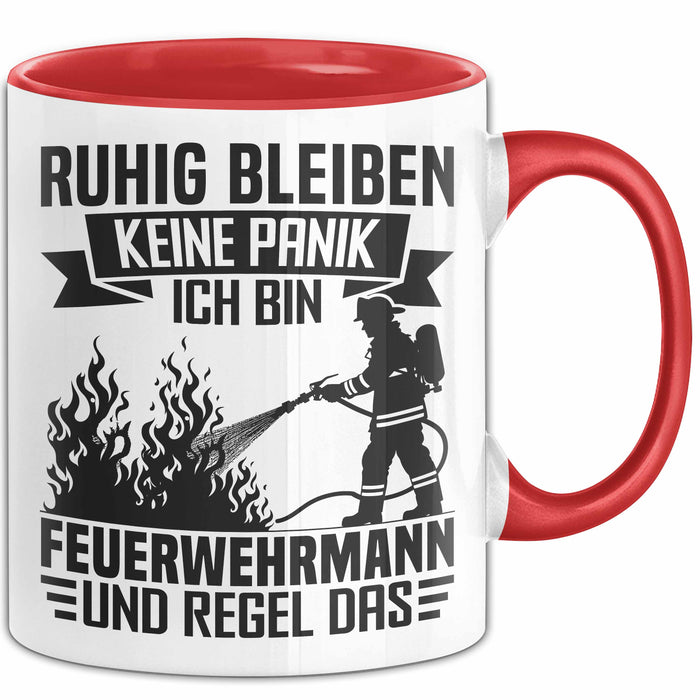 Feuerwehrmann Tasse Geschenk Ruhig Bleiben Ich Bin Feuerwehrmann Und Regel Das Geschenkidee Feuerwehr Rot Trendation