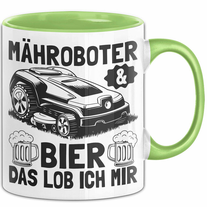 Mähroboter Tasse Geschenk Mähroboter Sprüche Becher Geschenkidee Lustig Grün Trendation