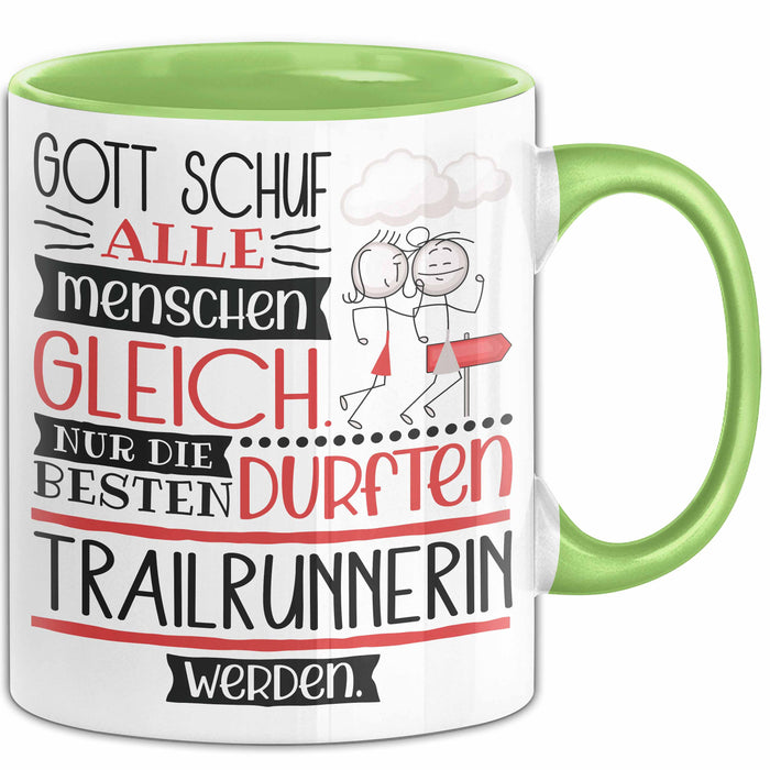 Trailrunnerin Geschenk Becher Tasse Gott Schuf Alle Menschen Gleich Nur Die Besten Durfeten Trailrunnerin Werden Geschenkidee Lustig Grün Trendation