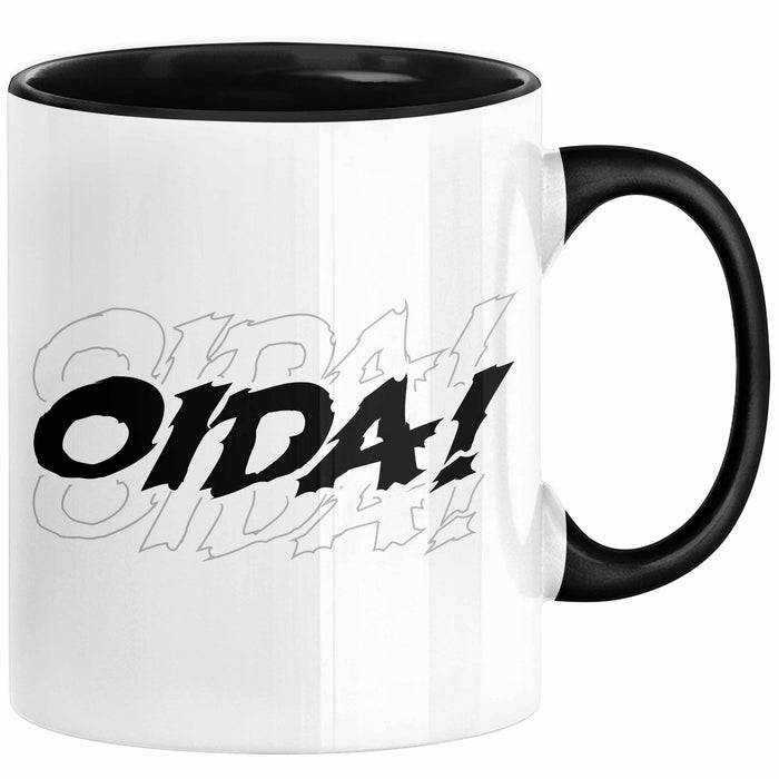 Oida Tasse Geschenk Bayern Kaffee-Becher Bayrisch Dialekt Schwarz Trendation