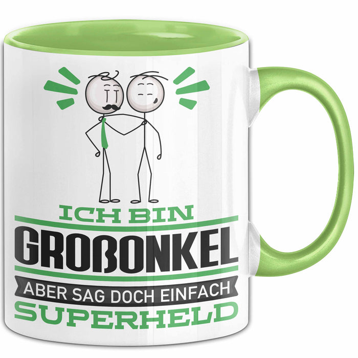 Großonkel Geschenk Tasse Ich Bin Großonkel Aber Sag Doch Einfach Superheld Lustige Geschenkdiee für Großonkel Kaffee-Becher Grün Trendation