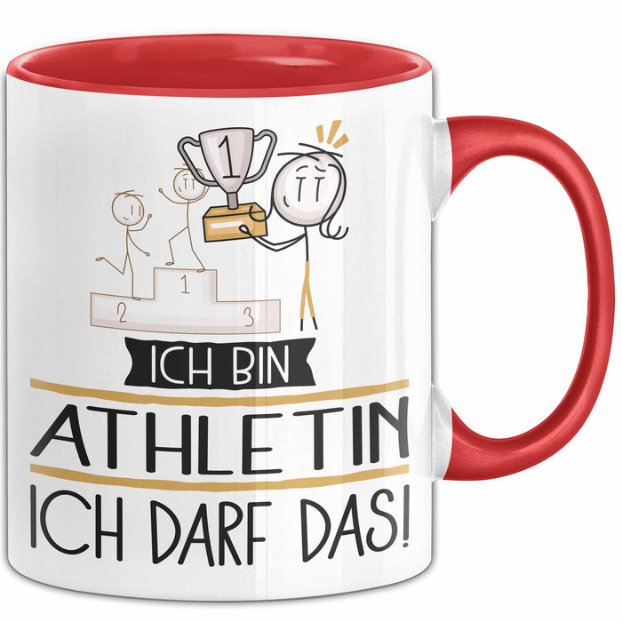 Geschenk für Athletin Tasse Lustige Geschenkidee Geburtstag Ich Bin Athletin Ich Darf Das Rot Trendation