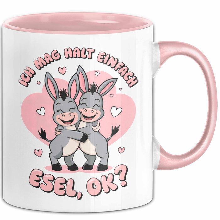Valentinstag Esel Tasse Geschenk Lustige Geschenkidee Spruch Ich Mag Halt Einfach Esel Ok Rosa Trendation