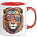 Hippie Löwe Tasse Geschenk Lustige Geschenkidee Spruch Rot Trendation