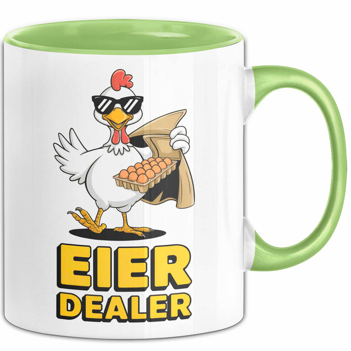 Huhn Tier Bauer Tasse Becher Geschenk Lustige Geschenkidee Spruch Eier Dealer Grün Trendation