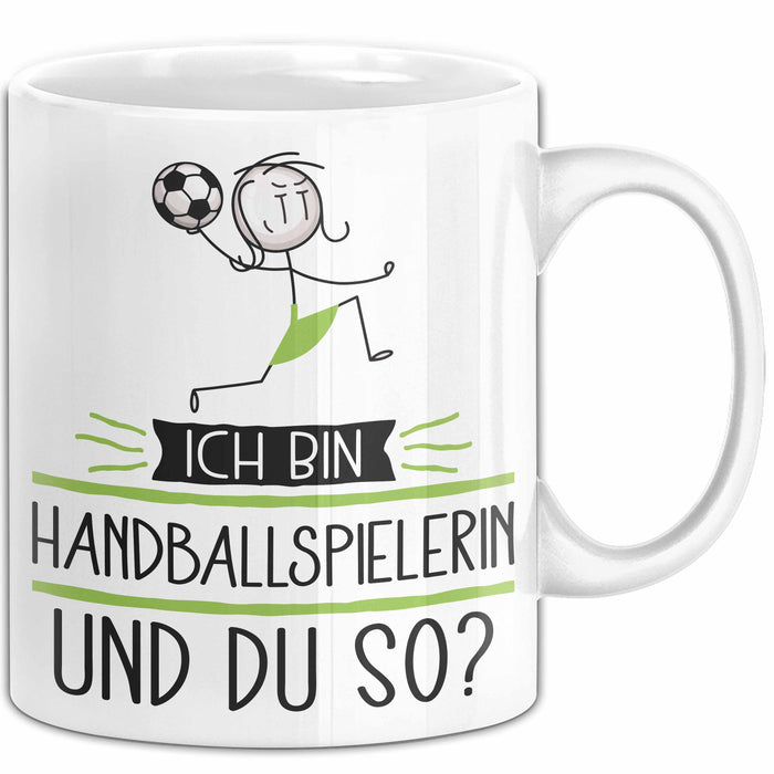 Handballspielerin Tasse Geschenk Ich Bin Handballspielerin Und Du So Geschenkidee Lustiger Spruch Becher Weiß Trendation