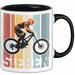 Tasse SIEBEN Grafik RetroStil Geschenkidee 7. Geburtstag Jungs Schwarz Trendation