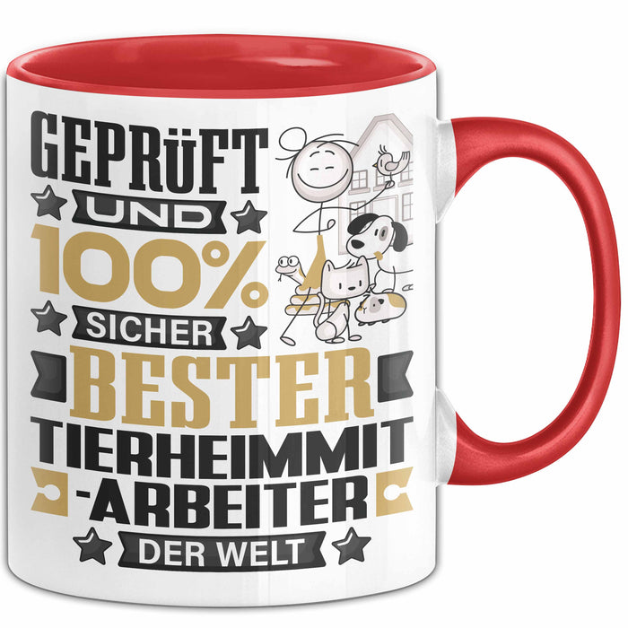 Tierheimmitarbeiter Geschenk Lustiger Spruch für Tierheimmitarbeiter Geschenkidee Bester Tierheimmitarbeiter Der Welt Rot Trendation