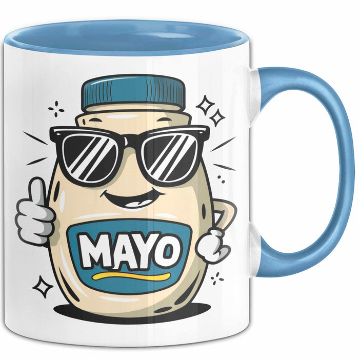 Mayo Süchtiger Tasse Geschenkidee für Cremiger Aufstrich Fan Blau Trendation