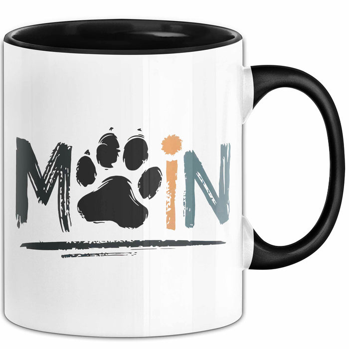 Hund Tierliebhaber Tasse Geschenk Lustige Geschenkidee Spruch Moin Schwarz Trendation