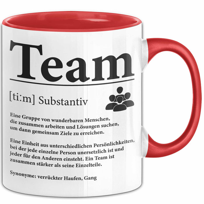 Büroarbeit Kollege Tasse Geschenk Lustige Geschenkidee Spruch Team Definition Rot Trendation