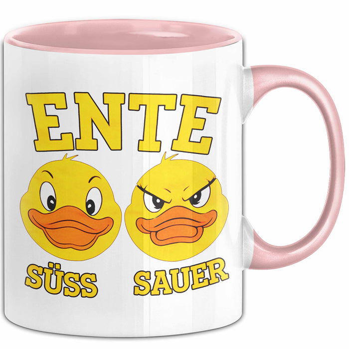 Quietscheente Tier Tasse Geschenk Lustige Geschenkidee Spruch Ente Süss Sauer Rosa Trendation