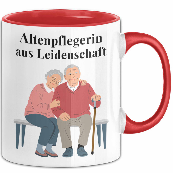Krankenschwester Pflege Betreuung Tasse Geschenk Lustige Geschenkidee Spruch Altenpflegerin Aus Leidenschaft Rot Trendation