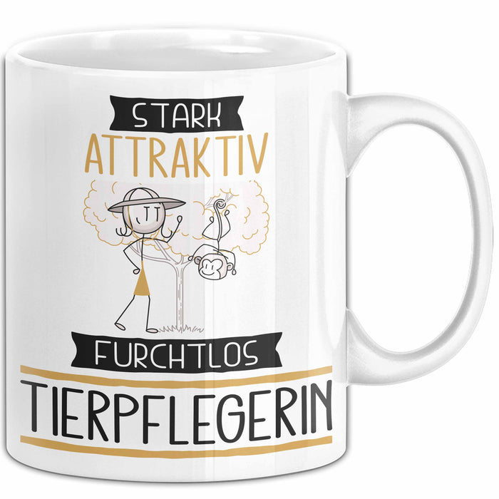 Tierpflegerin Tasse Geschenk Becher Stark Attraktiv Furchtlos Tierpflegerin Lustige Geschenkidee Weiß Trendation